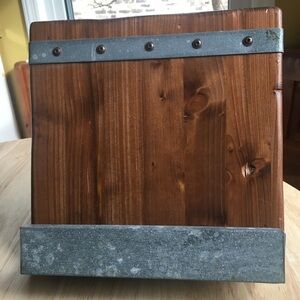 Wooden Cookbook Stand with Metal Accents